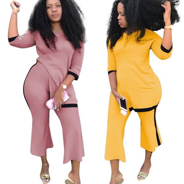 autumn 2 piece set women wide leg ankle length pant 3/4 sleeve sets casual party slim side split color patchwork rompers, Gray
autumn 2 piece set women wide leg ankle length pant 3/4 sleeve sets casual party slim side split color patchwork rompers, Gray