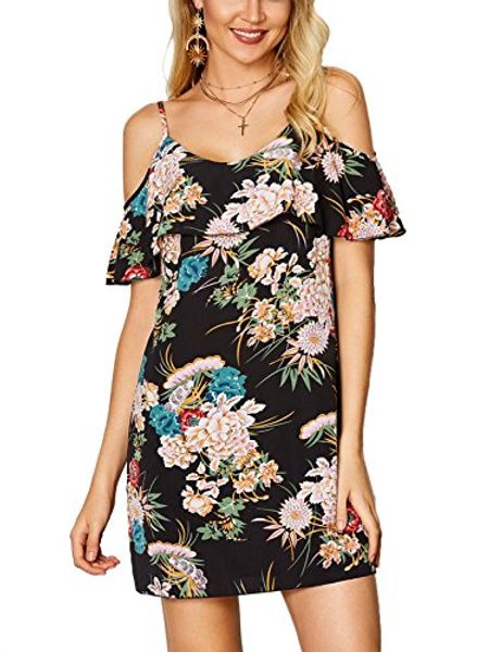 yoins dress random floral print flouncy cold shoulder spaghetti strap sling tunic top, Black;gray
yoins dress random floral print flouncy cold shoulder spaghetti strap sling tunic top, Black;gray