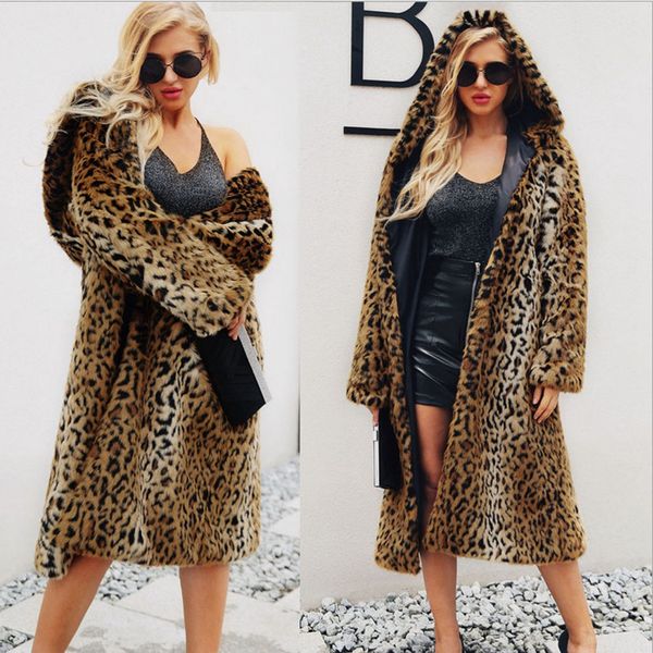 2018 fashion women winter hooded leopard print thick faux fur coat warm long sleeve o-neck x-long female plus size 3xl, Black
2018 fashion women winter hooded leopard print thick faux fur coat warm long sleeve o-neck x-long female plus size 3xl, Black