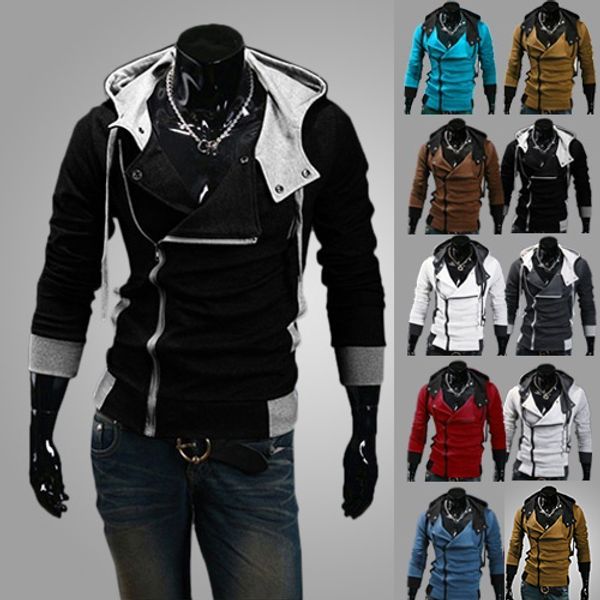 men casual long sleeve slim fit size zipper hoodies sweatshirt jacket outwear, Black
men casual long sleeve slim fit size zipper hoodies sweatshirt jacket outwear, Black