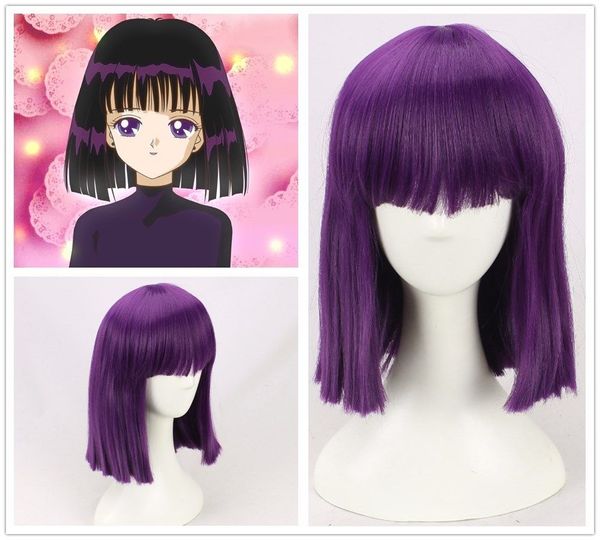 sailor moon saturn ru tomoe short purple hair cosplay costume wig+a wig cap, Black
sailor moon saturn ru tomoe short purple hair cosplay costume wig+a wig cap, Black