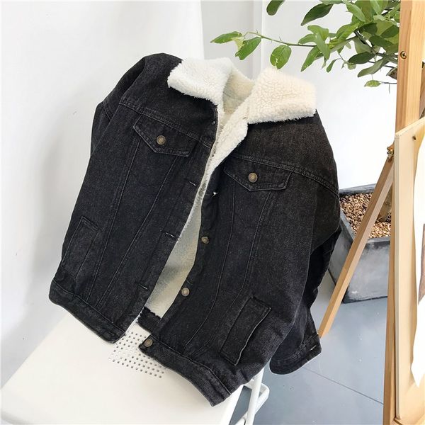 2019 women lambs wool jean coat pockets long sleeves warm jeans coat outwear wide denim jacket, Black;brown
2019 women lambs wool jean coat pockets long sleeves warm jeans coat outwear wide denim jacket, Black;brown