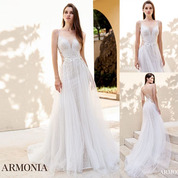 bohemian tmarmonia a line wedding dresses spaghetti sleeveless tulle lace applique pearls wedding gowns sweep train robe de mariée, White
bohemian tmarmonia a line wedding dresses spaghetti sleeveless tulle lace applique pearls wedding gowns sweep train robe de mariée, White