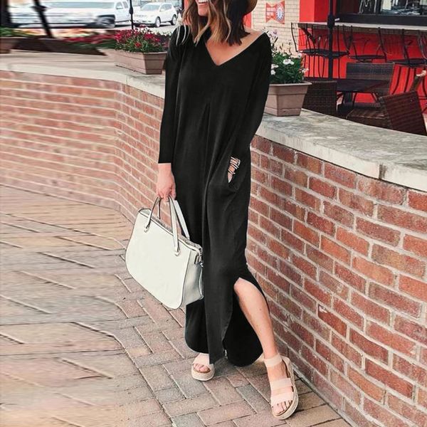 autumn winter casual dress 2019 v-neck pocket solid boho long maxi dress vintage elegant black long plus size dresses, Black;gray
autumn winter casual dress 2019 v-neck pocket solid boho long maxi dress vintage elegant black long plus size dresses, Black;gray