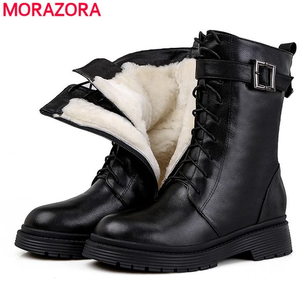 morazora 2020 full genuine leather ankle boots zipper buckle punk platform motorcycle boots sheep wool winter snow women, Black
morazora 2020 full genuine leather ankle boots zipper buckle punk platform motorcycle boots sheep wool winter snow women, Black