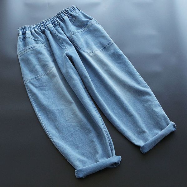 women jeans 2020 new spring loose elastc waist thin solid color ankle-length pants casual pockets harem thin women trousers, Blue
women jeans 2020 new spring loose elastc waist thin solid color ankle-length pants casual pockets harem thin women trousers, Blue