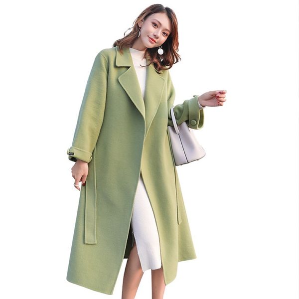 new korean-style avocado green woolen coat women mid-length over-the-knee fall and winter clothes, Black
new korean-style avocado green woolen coat women mid-length over-the-knee fall and winter clothes, Black