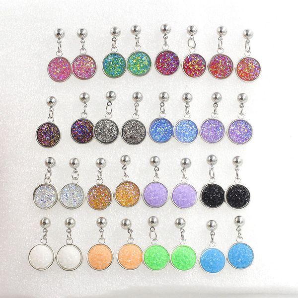 new stainless steel hypoallergenic dangle earrings boho resin druzy drusy stone drop ear rings for women fashion jewelry in bulk, Silver
new stainless steel hypoallergenic dangle earrings boho resin druzy drusy stone drop ear rings for women fashion jewelry in bulk, Silver