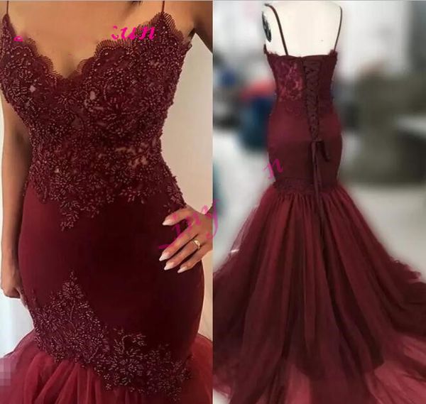 burgundy mermaid prom dresses 2020 v neck spaghetti straps sleeveless corset ruffles beading pearls skirt formal party gowns, Black
burgundy mermaid prom dresses 2020 v neck spaghetti straps sleeveless corset ruffles beading pearls skirt formal party gowns, Black