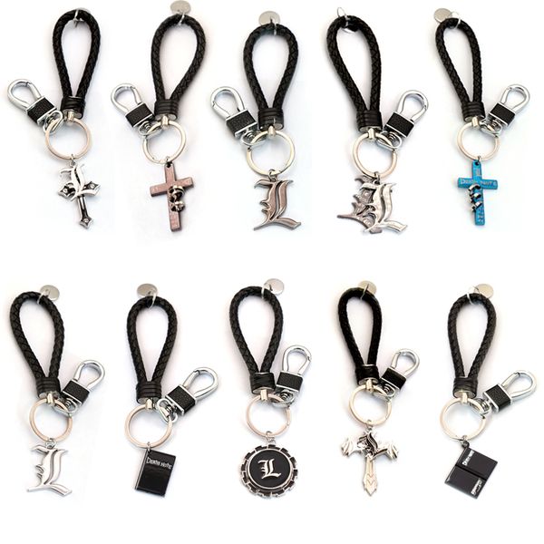 anime death note keychain men metal braided leather rope letter book cross shape pendant key ring for women bag llaveros, Silver
anime death note keychain men metal braided leather rope letter book cross shape pendant key ring for women bag llaveros, Silver