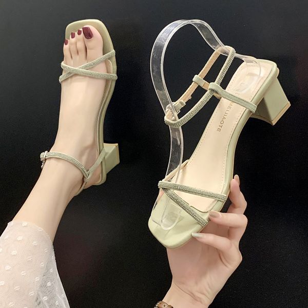med high heel sandal for women female sandals all-match block heels 2020 women's buckle strap ladies shoes summer espadrilles, Black
med high heel sandal for women female sandals all-match block heels 2020 women's buckle strap ladies shoes summer espadrilles, Black