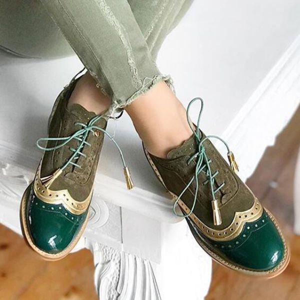 women handmade lace up flat oxfords shoes ladies pu leather sewing patchwork casual brogus female fashion woman footwear 2020, Black
women handmade lace up flat oxfords shoes ladies pu leather sewing patchwork casual brogus female fashion woman footwear 2020, Black