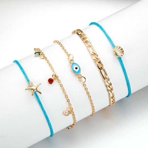 5 piece set new fashion creative starfish shell eyes color rhinestone tassel bohemian crystal chain bracelet anklet jewelry gift, Red;blue
5 piece set new fashion creative starfish shell eyes color rhinestone tassel bohemian crystal chain bracelet anklet jewelry gift, Red;blue