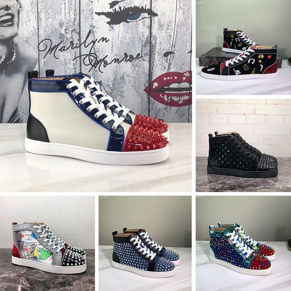 ace design brand red bottom studded spikes flats shoes men women fashion high cut multicolor party lovers casual shoes size38-48, Black
ace design brand red bottom studded spikes flats shoes men women fashion high cut multicolor party lovers casual shoes size38-48, Black