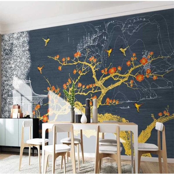 diantu custom wallpaper mural chinese gold line drawing landscape plum blossom country tide building tv background wall
diantu custom wallpaper mural chinese gold line drawing landscape plum blossom country tide building tv background wall