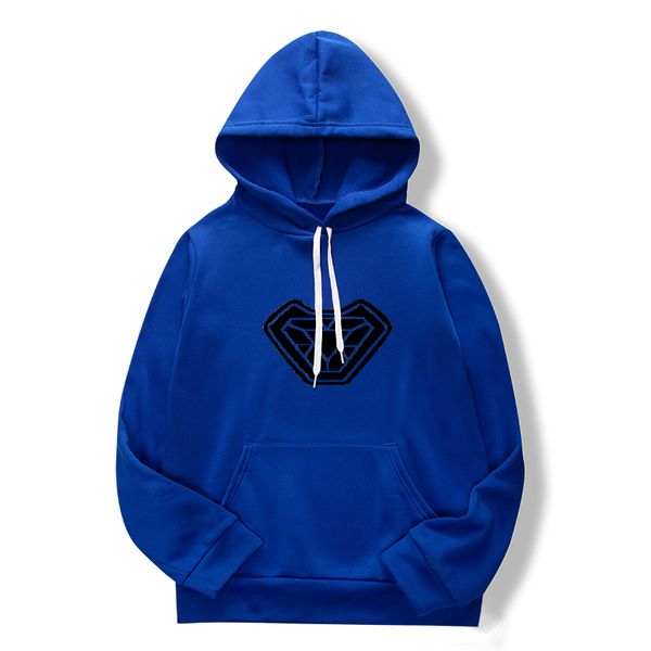 

blue hoodie black iron man print hoodie menswear brand m long sleeve monochrome sweatshirt
