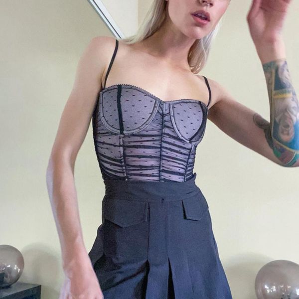 women's tanks & camis e-girl double layer spot mesh cami crop y2k sweet 90s backless ruched spaghetti strap vintage black party, White
women's tanks & camis e-girl double layer spot mesh cami crop y2k sweet 90s backless ruched spaghetti strap vintage black party, White