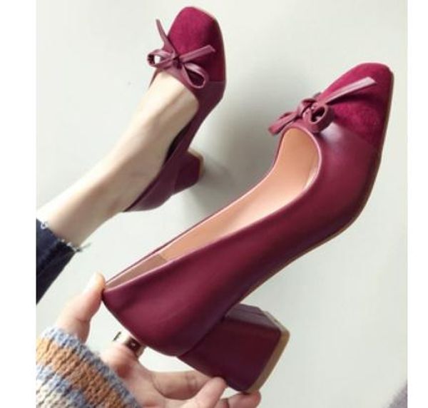 2019 bowknot suede women's shoes in spring and autumn with new style high heel coarse heel square head @154, Black
2019 bowknot suede women's shoes in spring and autumn with new style high heel coarse heel square head @154, Black