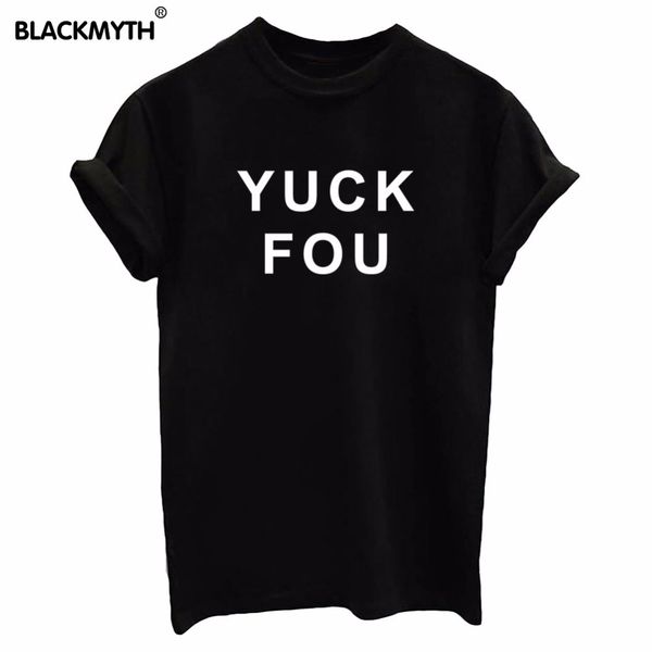 new women's casual o neck yuck fou letter print short sleeves t-shirt black white