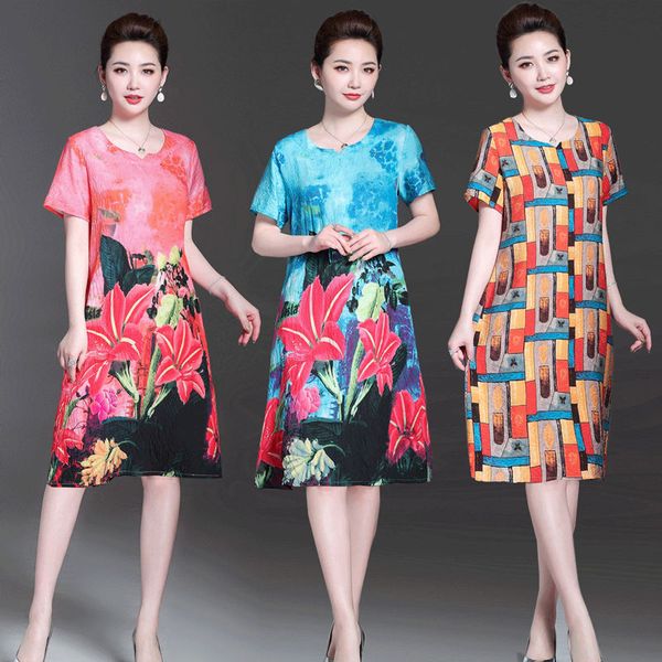 middle-aged women 2020 summer fashion mother dress female short-sleeve floral print dresses vintage casual loose vestidos s149, White;black
middle-aged women 2020 summer fashion mother dress female short-sleeve floral print dresses vintage casual loose vestidos s149, White;black
