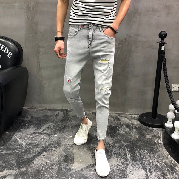 jeans men's hole tide brand 2019 summer thin section korean version of the trend of self-cultivation stretch 9 points pants, Blue
jeans men's hole tide brand 2019 summer thin section korean version of the trend of self-cultivation stretch 9 points pants, Blue