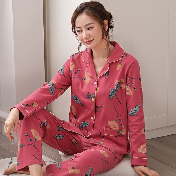 autumn women pajamas sets with pants cotton pijama plus size pyjama flower print nightwear 2 piece set long sleeve sleepwear, Black;red
autumn women pajamas sets with pants cotton pijama plus size pyjama flower print nightwear 2 piece set long sleeve sleepwear, Black;red
