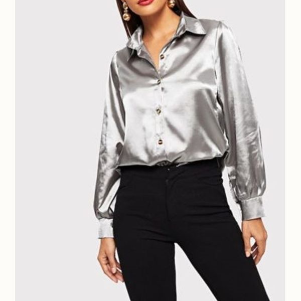 new stylish women's long sleeve satin shirt blouse female formal ladies loose silk satin shirts button blouses femme, White
new stylish women's long sleeve satin shirt blouse female formal ladies loose silk satin shirts button blouses femme, White