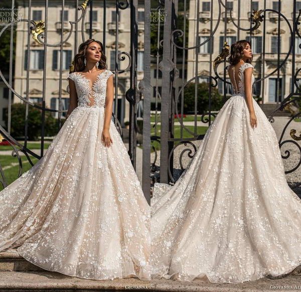 2019 garden boho wedding dresses sheer jewel neck lace applique cap sleeves a line bridal gowns custom made champagne wedding dress, White
2019 garden boho wedding dresses sheer jewel neck lace applique cap sleeves a line bridal gowns custom made champagne wedding dress, White