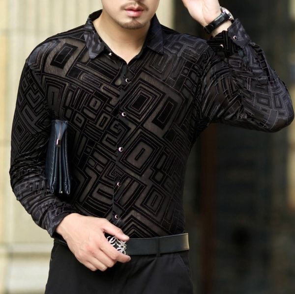 shirt print transparent silk flower new geometric long sleeve business 2018 spring velvet men casual turn-down collar velour, White;black
shirt print transparent silk flower new geometric long sleeve business 2018 spring velvet men casual turn-down collar velour, White;black