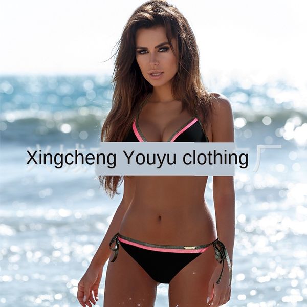 2019 triangle solid color bikini multicolor split swimsuit bikini swimsuit, White;black
2019 triangle solid color bikini multicolor split swimsuit bikini swimsuit, White;black