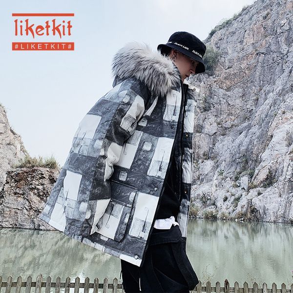 liketkit 2019 winter jacket men print hip hop streetwear big fur collar pockets hooded parkas coat couples loose puffer jacket, Black
liketkit 2019 winter jacket men print hip hop streetwear big fur collar pockets hooded parkas coat couples loose puffer jacket, Black
