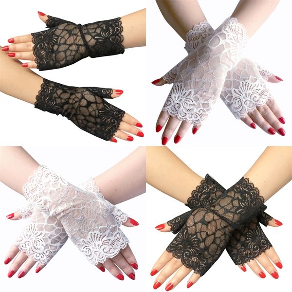 ladies fingerless short lace gloves dance party cosplay accessories bride wedding gloves black and white color, Silver
ladies fingerless short lace gloves dance party cosplay accessories bride wedding gloves black and white color, Silver
