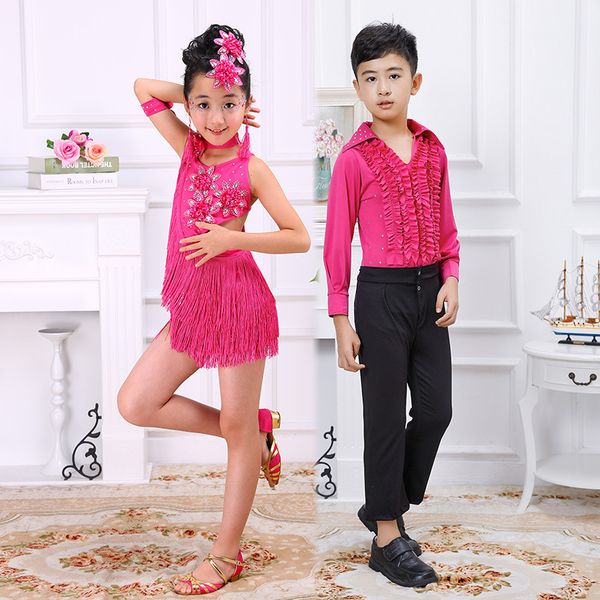 tassel latin dance dress for boys girls children salsa tango ballroom dancing dress competition costumes kids practice dance, Black;red
tassel latin dance dress for boys girls children salsa tango ballroom dancing dress competition costumes kids practice dance, Black;red