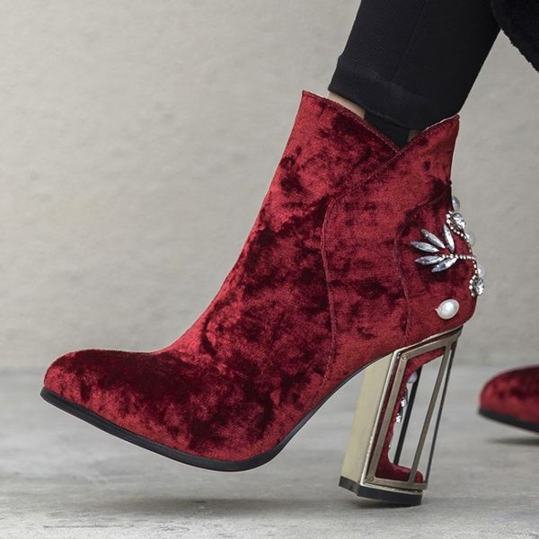 us4-11 womens velvet leather round toe flowers bird cage heels rhinestones crystal pearls ankel boots shoes 3colors plus size, Black
us4-11 womens velvet leather round toe flowers bird cage heels rhinestones crystal pearls ankel boots shoes 3colors plus size, Black