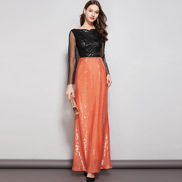 new collection womens evening party prom slash neckline long sleeves appliques sequined patchwork maxi elegant dresses, White;black
new collection womens evening party prom slash neckline long sleeves appliques sequined patchwork maxi elegant dresses, White;black
