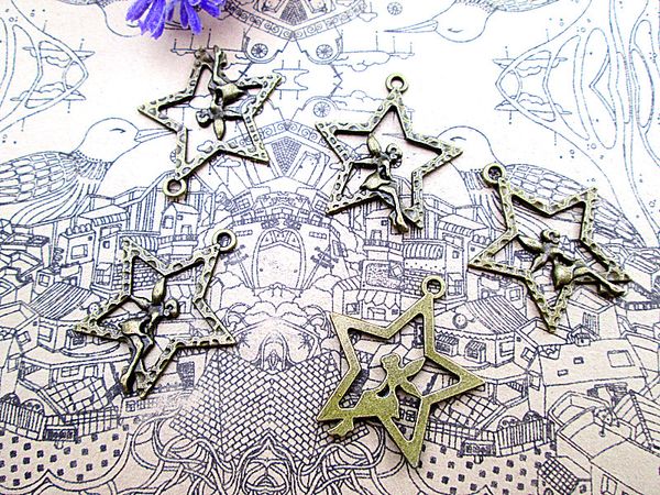 60pcs--fairy charms antique bronze intricate and dainty sitting in star, lovely angel on the star charm pendant 30x24mm, Bronze;silver
60pcs--fairy charms antique bronze intricate and dainty sitting in star, lovely angel on the star charm pendant 30x24mm, Bronze;silver