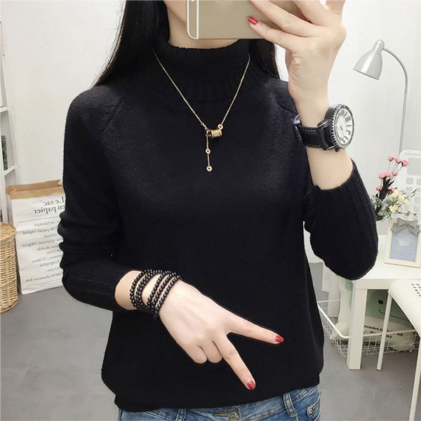 women's sweaters lucyever turtleneck elasticity knitted sweater women simple long sleeve slim black woman winter casual solid pull femm, White;black
women's sweaters lucyever turtleneck elasticity knitted sweater women simple long sleeve slim black woman winter casual solid pull femm, White;black
