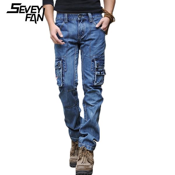 seveyfan men's cargo jeans multi pockets blue straight fit denim pants male outdoor casual long jeans
seveyfan men's cargo jeans multi pockets blue straight fit denim pants male outdoor casual long jeans