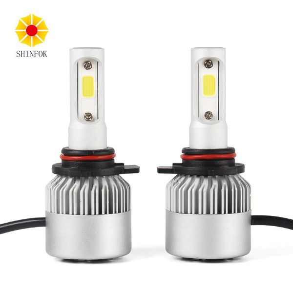 

hir2 9012 car led headlight 2pcs high power bulb super bright beam 72w cob chips 6000k white auto repalcement headlamp