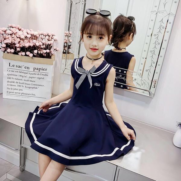 3-13 years children girls navy school wind style summer dress sleeveless princess wind dress kids clothing bow lovely clothes, Red;yellow
3-13 years children girls navy school wind style summer dress sleeveless princess wind dress kids clothing bow lovely clothes, Red;yellow