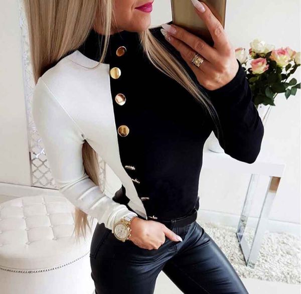 fall / winter 2019 european and american fashion color-matching turtleneck long-sleeved shirt women, Black
fall / winter 2019 european and american fashion color-matching turtleneck long-sleeved shirt women, Black