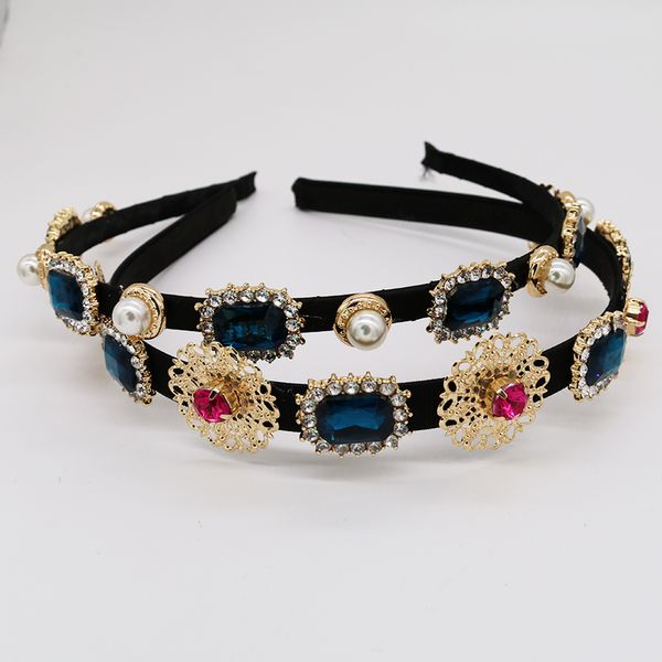 charm simple rose crystal baroque fine headband gold metal carved blue red crown tiara headwear for women wedding hair jewelry, Golden;white
charm simple rose crystal baroque fine headband gold metal carved blue red crown tiara headwear for women wedding hair jewelry, Golden;white
