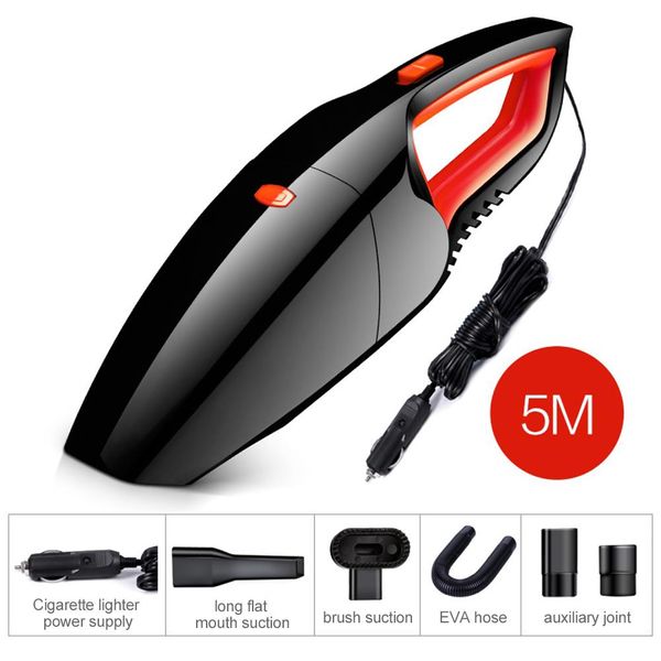 

120w strong power car vacuum cleaner handheld with 5m extension cord applicable to 12v cigarette lighter car auto accessories