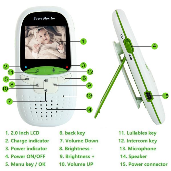 wireless video baby monitor 2.0 inch nanny camera 2 way talk night vision ir led temperature monitor infant baby sleep cam vb602
wireless video baby monitor 2.0 inch nanny camera 2 way talk night vision ir led temperature monitor infant baby sleep cam vb602