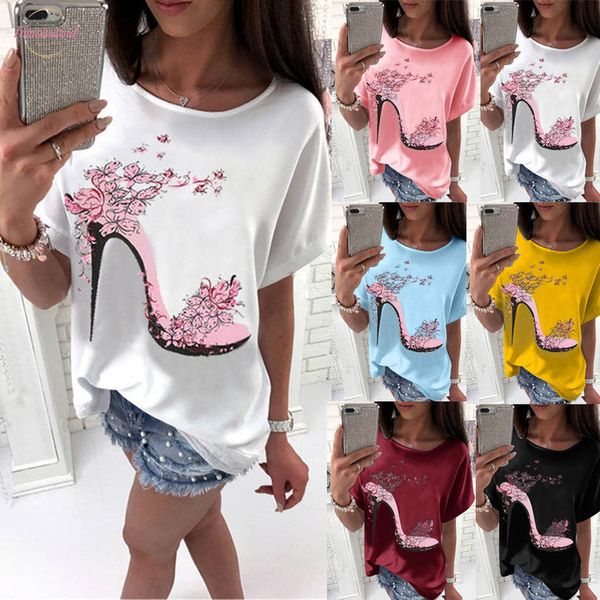 t shirt women casual daily high heels printed modis polyester summer beach loose short sleeve tee shirt femme poleras mujer, White
t shirt women casual daily high heels printed modis polyester summer beach loose short sleeve tee shirt femme poleras mujer, White