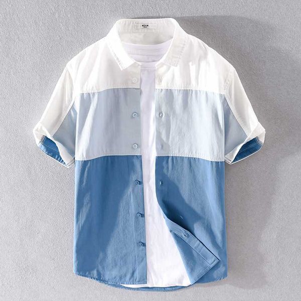 new style 2020 color patchwork brand shirt men cotton short sleeve shirts for men fashion casual shirt mens chemise overhemd, White;black
new style 2020 color patchwork brand shirt men cotton short sleeve shirts for men fashion casual shirt mens chemise overhemd, White;black