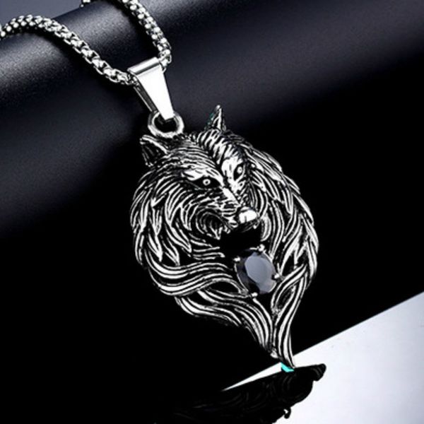 gothic wolf head pendant necklace for man red / black crystal stainless steel domineering wolf head fashion punk party jewelry, Silver
gothic wolf head pendant necklace for man red / black crystal stainless steel domineering wolf head fashion punk party jewelry, Silver