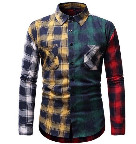 mens designer plaid shirts fashion patchwork loose dress shirt casual mens, White;black
mens designer plaid shirts fashion patchwork loose dress shirt casual mens, White;black