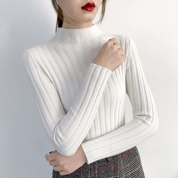 women's sweaters 2021 slim autumn sweater women fashion casual turtleneck solid winter basic wild long sleeve sweat jersey mujer, White;black
women's sweaters 2021 slim autumn sweater women fashion casual turtleneck solid winter basic wild long sleeve sweat jersey mujer, White;black