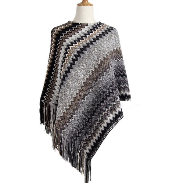 sweater women 2019 cloak shawl knit female irregular oblique wave striped gradually changing color sweaters vestidos mmy69143, Black
sweater women 2019 cloak shawl knit female irregular oblique wave striped gradually changing color sweaters vestidos mmy69143, Black